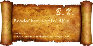 Brodafker Koriolán névjegykártya